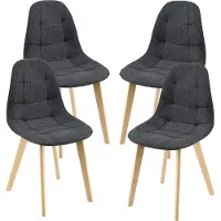 En.casa Chaise de salle à manger Kopparberg (lot de 4) tissu hêtre chaise de salon 86 x 53 x 47 cm noir