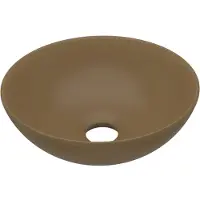 Syfax Lavabo de salle de bain Céramique Crème mat Rond
