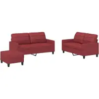 vidaXL Ensemble de canapés 3 pièces avec coussins vin rouge similicuir