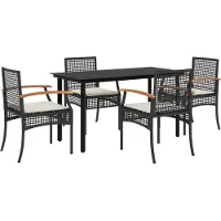 vidaXL Ensemble de jardin 5 pièces avec coussins Noir Poly Rattan