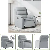 The Living Store Fauteuil Relax Electrique Gris Clair Tissu
