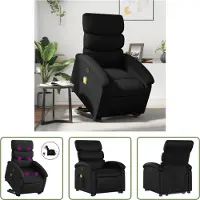 The Living Store Fauteuil de massage avec releveur Électrique Noir Similicuir