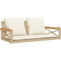 vidaXL Banc suspendu avec coussins Beige 109x62x40 cm Poly rotin