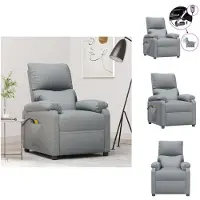 vidaXL Fauteuil de massage électrique Gris clair Tissu - Fauteuil de massage
