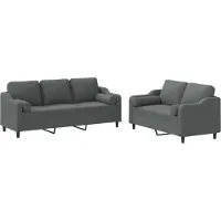 vidaXL Ensemble de canapés 2 pièces avec coussins Tissu gris foncé