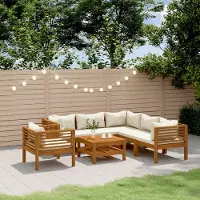 Prolenta Maison Exclusive - Ensemble de salon de jardin 7 pièces avec coussins crème, en bois massif d'acacia