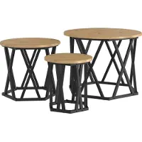 Syfax Table d'appoint empilable 3 pcs Chêne artisanal 53 x 53 x 40 cm