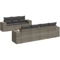 vidaXL Ensemble de jardin canapé 8 pièces avec coussins Gris Poly rotin
