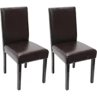 Mendler Lot de 2 chaises de séjour Littau, cuir reconstitué marron, pieds foncés