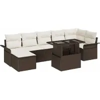 Syfax Ensemble de canapé de jardin 8 pcs Marron Poly rotin
