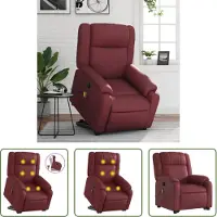 The Living Store Fauteuil de massage avec releveur Vin rouge Similicuir