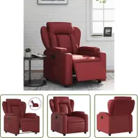 The Living Store Fauteuil relax électrique vin rouge similicuir