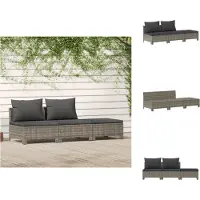 vidaXL Ensemble de salon de jardin 3 pièces avec coussins Gris Poly rotin - Ensemble de meubles de jardin