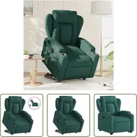 The Living Store Fauteuil relax avec releveur électrique Vert foncé Tissu
