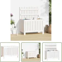 The Living Store Coffre de jardin Blanc 76x42,5x54 cm Pin massif