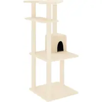 Syfax Arbre à chat avec griffoirs en sisal crème 123 cm