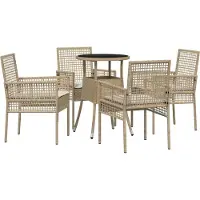Syfax Ensemble de salle à manger pour jardin 5 pcs Beige polyrotin