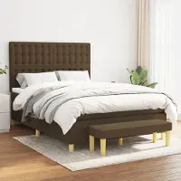 vidaXL Meubles Lit Boxspring avec matelas Marron Foncé 140x200 cm Tissu - Lits Classiques 3137480