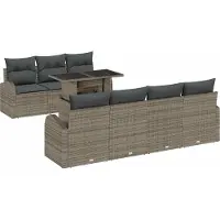 Syfax Ensemble de canapé de jardin avec coussin 8 pcs Gris Poly rotin