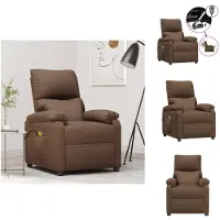 vidaXL Fauteuil de massage électrique Marron Tissu - Fauteuil de massage