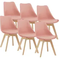 En.casa Chaise de salle à manger 'Fläten' (lot de 6) Chaise rembourrée en similicuir rose