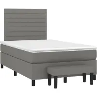 vidaXL Lit boxspring avec matelas gris foncé 120x190 cm Tissu