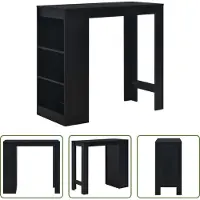 The Living Store Table de bar avec étagère Noir 110 x 50 x 103 cm