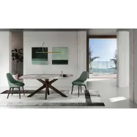 STONES Gemini Table Fixe (180X90X76 Cm) En Céramique Noyer
