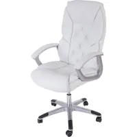 Mendler Fauteuil de bureau pro L42 XXL, charge 150kg, similicuir blanc