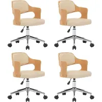 Syfax Chaises pivotantes à manger lot de 4 bois courbé et similicuir