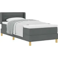 Syfax Lit à ressorts avec matelas Gris foncé 200 x 100 cm tissu