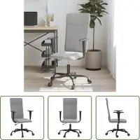 The Living Store Chaise de bureau Réglable en hauteur Gris clair Tissu
