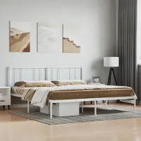 Prolenta Maison Exclusive - Cadre de lit avec tête de lit en métal blanc 200x200 cm