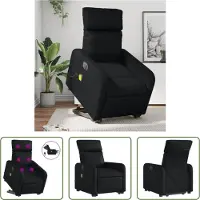 The Living Store Fauteuil de massage avec releveur Électrique Noir Similicuir