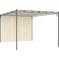 The Living Store Pavillon de jardin avec rideau latéral 4x3x2,25 m Crème