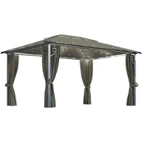 Syfax Tonnelle avec rideau et lumières LED 4x3 m Taupe Aluminium