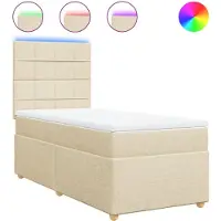 Syfax Sommier à lattes de lit avec matelas Crème 90x200 cm Tissu
