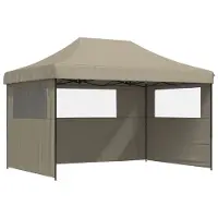 Syfax Tente de réception pliable escamotable 3 parois latérales taupe