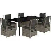 vidaXL Ensemble de jardin 7 pièces avec coussins Gris Poly rotin
