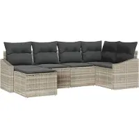 Syfax Ensemble de Canapés avec coussin 6 pcs Gris clair polyrotin