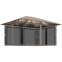Syfax Tonnelle avec moustiquaire et lumières LED 4x3x2,73 m Taupe
