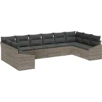 Syfax Ensemble de Canapés avec coussin 10 pcs Gris polyrotin
