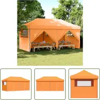 The Living Store Tente de réception pliable Pop-Up avec 4 panneaux latéraux Orange