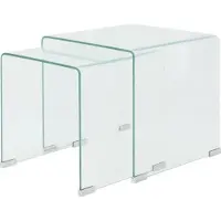 Syfax Ensemble de tables gigognes 2 Pièces Verre trempé Transparent