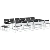 vidaXL Ensemble de jardin 17 pièces avec coussins Blanc Textilène