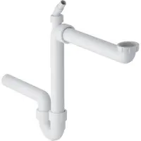 Geberit Écoulement préfabriqué 1 pièce d40 mm G1 1/2 blanc avec manchon flexible, 1 pièce.