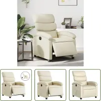 The Living Store Fauteuil relax électrique Crème Similicuir