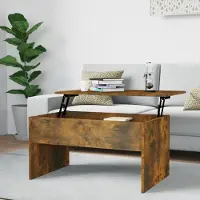 vidaXL Table basse Chêne fumé 80x50,5x41,5 cm Bois composite - Table basse - Table basse Réglable en hauteur - Table d'appoint