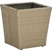 The Living Store Table d'appoint Beige 41,5x41,5x44 cm Poly rotin et verre trempé