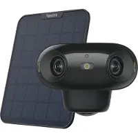 Reolink Argus 4 Pro+Panneau Solaire, 4K 8MP 2.4/5GHz WiFi Batterie Caméra de Surveillance, 180° Double Objectif, Vision Nocturne ColorX, Détection Intelligente, Noir